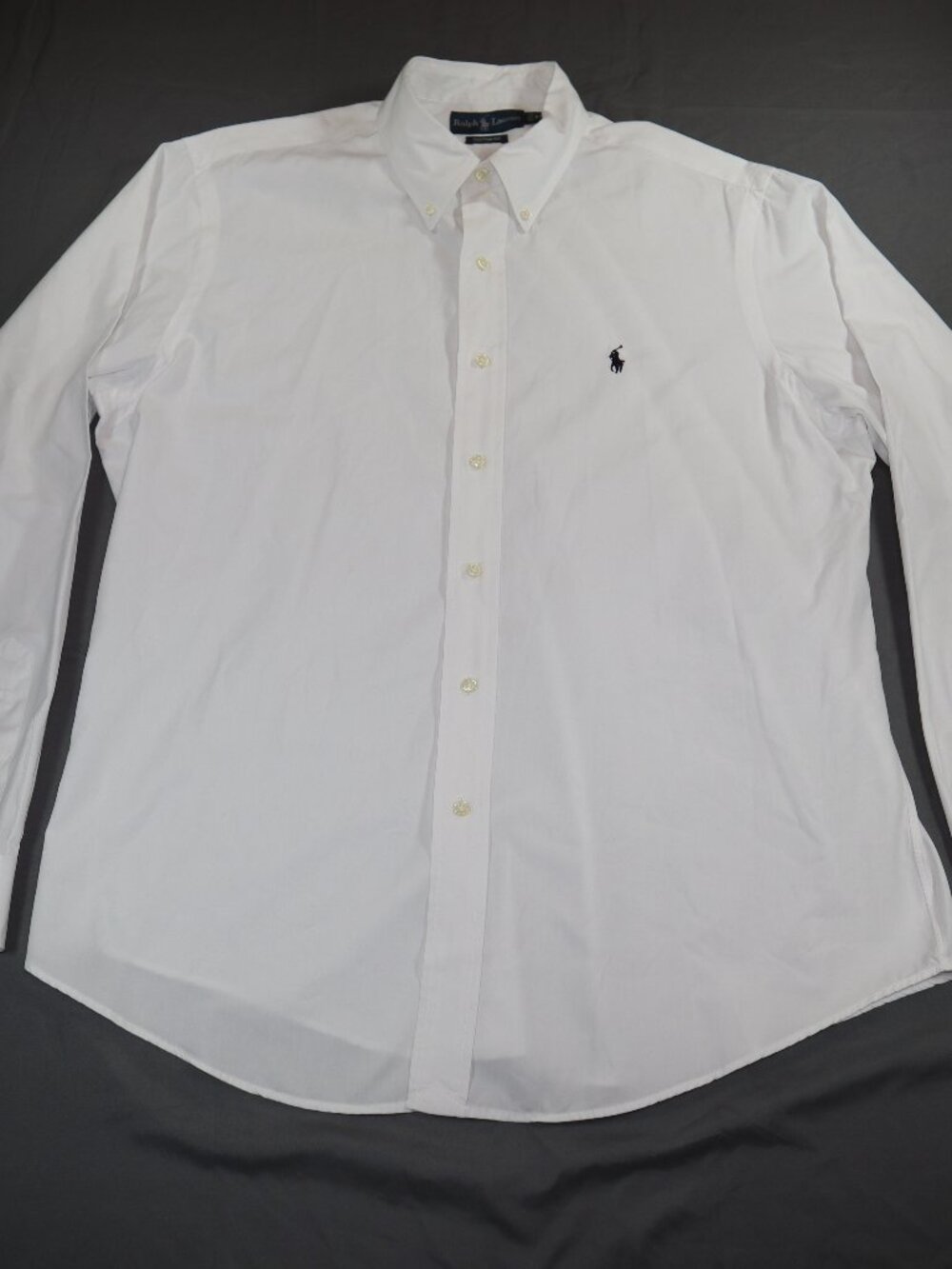 Polo Ralph Lauren White Men's Shirt, Size XL Cotton Long Sleeve Custom Fit